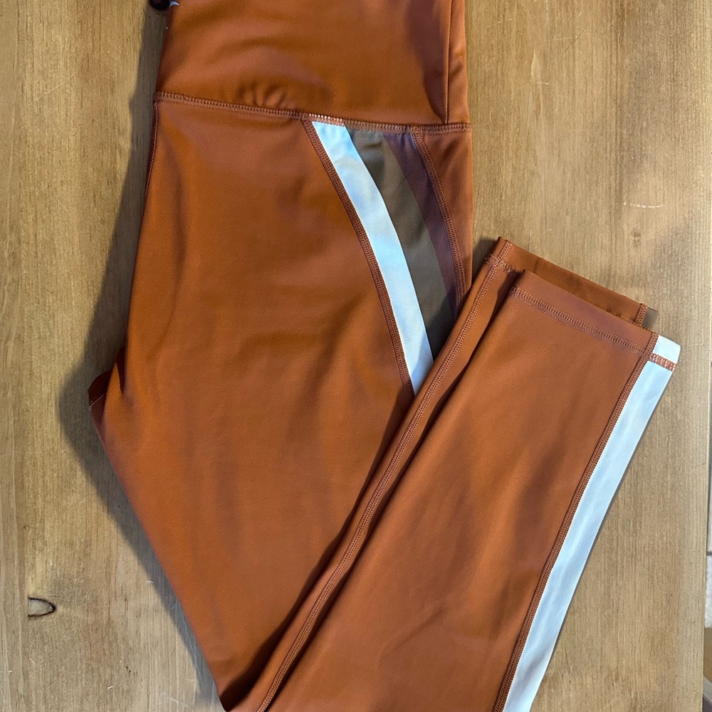 Zyia Joplin Light n Tight Rust Leggings with White Stripe